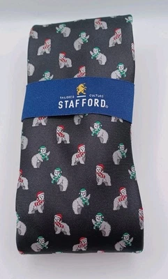 Stafford мужчин один размер черный галстук белый медведь узор праздник новый с ярлыком - Изображение 1 из 4