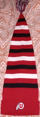 NCAA Adidas Utah Utes Red Long Elf Knit Winter Hat Boys 8 - 20 100% Acrylic - Image 1 of 2