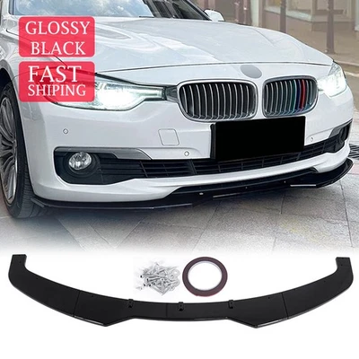 3PC Fits 2013-2018 BMW F30 320i 328i Base Glossy Black Front Bumper Lip Spoiler — 第 1/4 张图片