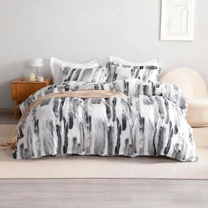 King 3-Piece Ink Pattern Duvet Cover Set, Super Soft & Easy-Care Brushed,Comfort - Picture 1 of 8