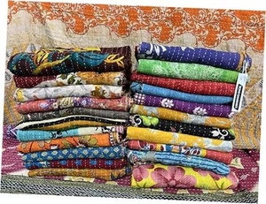 Indian Quilt Vintage Bedspreads,Throws,Ralli, Lot Kantha Reversible Bedcover - Picture 1 of 7