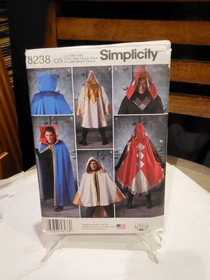 Simplicity 8238 Cape Costume Pattern Misses Men Teens Cosplay UNCUT One Size - Image 1 of 3