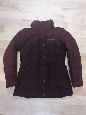 Marmot Southgate 700 Down Puffer Jacket Full Zip Snap NO HOOD Sz Small Burgundy - Image 1 of 4