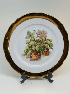 Plato de té decorativo vintage MZ Checoslovaquia uvas y fresas - Imagen 1 de 5