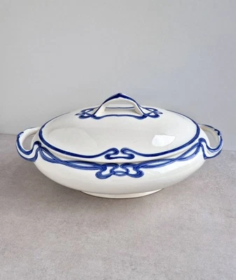 Bellissima Villeroy & Boch Art Nouveau terrina in gres ciotola per verdure - blu Olga - Immagine 1 di 4
