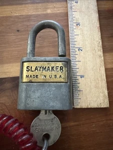 Vintage Slaymaker Cylinder Padlock With Original Key Works Made In USA - Picture 1 of 6