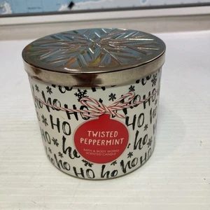Bath & Body Works TWISTED PEPPERMINT Scented 3 WICK CANDLE HOLIDAY Free Ship🕯️ - Picture 1 of 4