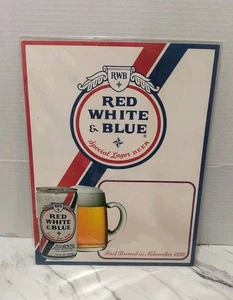 Vintage RWB rot weiß blau Bier Schild Staffelei Pabst Bar Display Männerhöhle - Bild 1 von 2