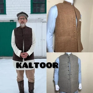 Nehru cut Wool vest,Afghani Pakistani winter men waistcoat-chitrali hippie vest - Picture 1 of 7