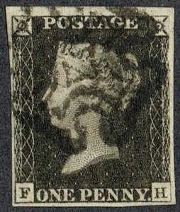 1840 1d Black Plate 1b FH 4m Recut corner and Side Very Fine Used Cat. £400.00 - Picture 1 of 1