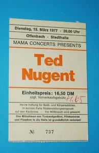 TED NUGENT KONZERTKARTE 1977 OFFENBACH Stadthalle 15.03.1977 ( TICKET ) - Bild 1 von 4