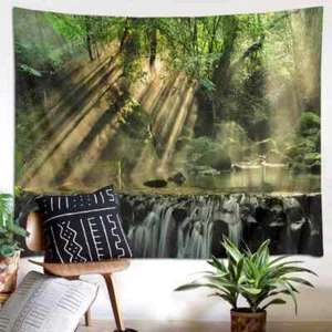 Sunny Forest Water 3D Wall Hang Cloth Tapestry Fabric Decorations Decor - Picture 1 of 4