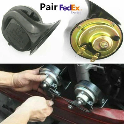 Pair Blk 110DB Loud Dual-tone Snail Electric Horn 12V Car Truck USA Stock Foto 1 de 4