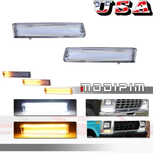 For 73-79 Ford F-150 Truck 78-79 Bronco Amber & White LED DRL Turn Signal Lights - Picture 1 of 11