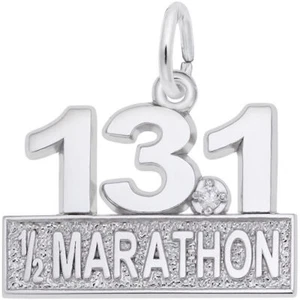 Sterling Silver Marathon 13.1 w/ White Spinel Charm by Rembrandt - Picture 1 of 2