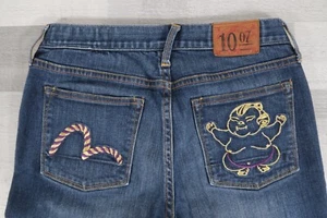 Womens Evisu Custom Made 10oz Gull Skinny Blue Jeans W26 L32 - Picture 1 of 20