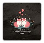 Happy Valentine's Day 2 Pack Drinks Coasters Nana Cute Fox Foxes Gift- 9cm x 9cm