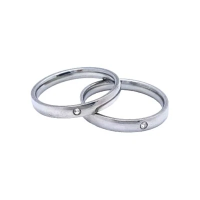 DONNA Anello Acciaio Inox 316L Color Argento Con Diamanti Finti - Immagine 1 di 4