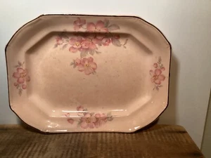 Vintage Taylor Smith Taylor Rectangular Pink Platter Pansy Design, 10.75" wide - Picture 1 of 8