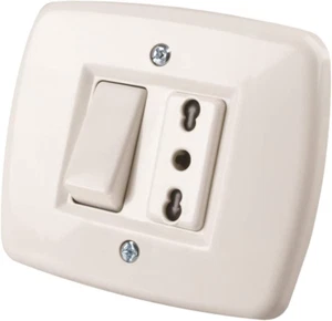 PP0142X Deviatore 10A + Presa Biv 10/16A Incasso Sc. Tonda - Foto 1 di 12