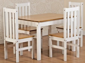 Ludlow Dining Set with 4 Chairs White with Oak Effect Lacquer - Picture 1 of 7