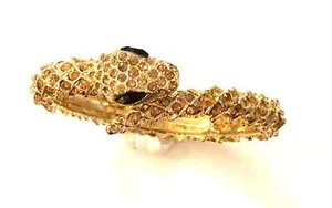 ALL OVER CRYSTAL WRAP (FLEXIBLE) GOLD SNAKE BRACELET - Picture 1 of 8