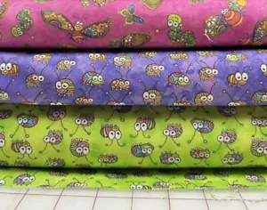 Sunbright Bugs And Butterflies 3 Piece Fat Quarter Bundle-cotton Quilt Fabric - Picture 1 of 4