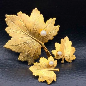 Sarah Coventry Maple Leaf Brooch Pin Clip Earring "Whispering Leaf" Vintage Demi - Picture 1 of 11