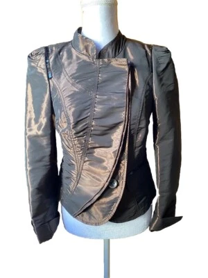 Biba 34 Blazer Abend Gerüschte Hochglänzende Taftjacke  Kupferfarbe Festlich  25 - Bild 1 von 4