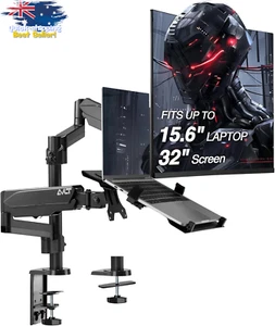 Laptop and Monitor Stand with Long Pole for 15.6" Notebook and 32" Monitor, Dual - Picture 1 of 12
