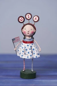 Lori Mitchell USA Girl Fourth of July Patriotic Decor ESC Company Resin Figurine - Picture 1 of 2