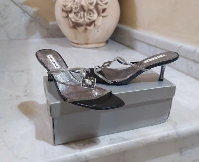 SANDALI " e-motion " Tg. 36 Soletta in Vera Pelle - Laminato Argento - NUOVO - Immagine 1 di 4