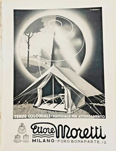 1938 PUBBLICITÀ LOCANDINA TENDE COLONIALI ETTORE MORETTI MILANO - Imagen 1 de 1