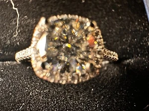 Cerfied 18K Solid Gold .750 Charles & Colvard 1CT Moissanite Diamond Ring Halo - Picture 1 of 5