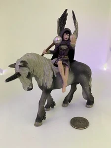 Schleich Bayala Shadow Elf Bilara riding an unicorn rare retired - Picture 1 of 1