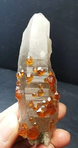 75g Lustrous Natural Spessartine Garnet Quartz Crystal Mineral Specimen Fujian - Picture 1 of 17
