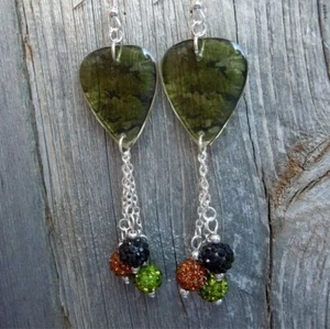 Transparent Camo Guitar Picks with Pave Bead Dangles - Picture 1 of 3