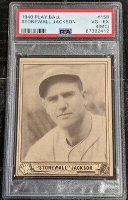 1940 Play Ball Stonewall Jackson PSA 4 (mc) VG-EX #158 Vintage New York Giants - Image 1 of 3