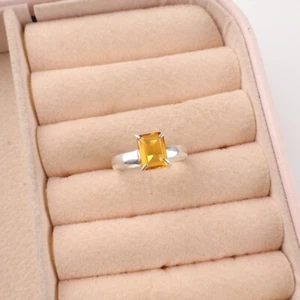 Anillo hecho a mano de plata de ley 925 con piedras preciosas de citrino amarillo natural joyería de regalo - Imagen 1 de 7