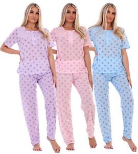 Ladies Pyjama Set Floral Printed Short Sleeve Buttons Plus Nightwear M to 6XL