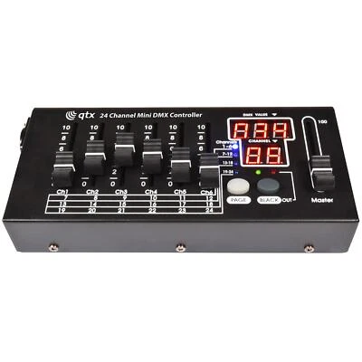 QTX MDMX-24 24 Channel Mini DMX Controller Blackout DJ Disco Stage - Image 1 of 3