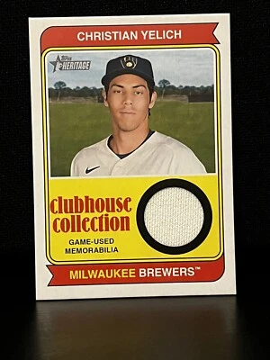 2023 Topps Heritage Clubhouse Collection Relic #CCR-CY Christian Yelich Brewers - Image 1 of 2