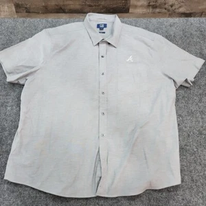 Cutter & Buck ATLANTA BRAVES Button Down S/S Work Shirt Men 3XL Stretch Gray - Picture 1 of 18
