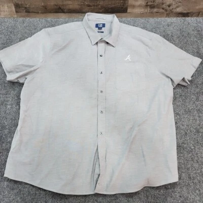 Cutter & Buck ATLANTA BRAVES Button Down S/S Work Shirt Men 3XL Stretch Gray - Image 1 of 4