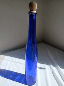 Dekorative kobaltblaue Flasche mit Flaschenverschluss aus Holz Versand am selben Tag !!!!!! - Bild 1 von 11
