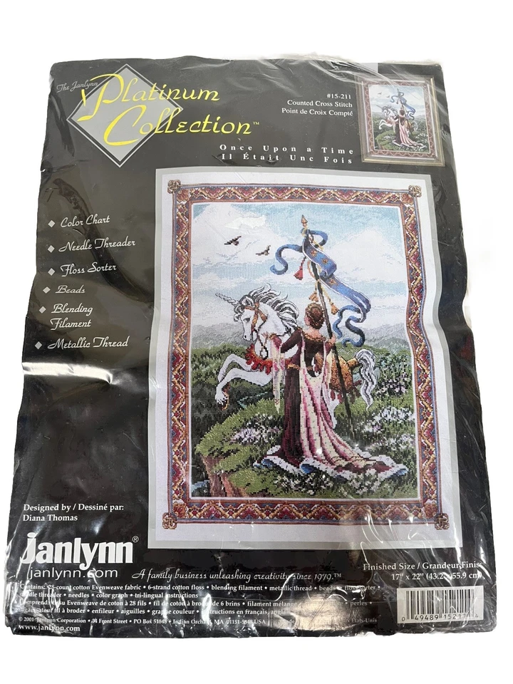 Janlynn Platinum Once Upon a Time Counted Cross Stitch Kit Mystical Unicorn J1