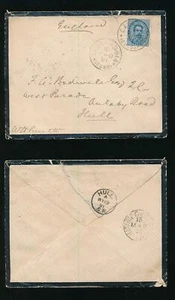 ITALY 1891 SIGNED MOURNING ENVELOPE CADENABBIA COMO to HULL GB - Bild 1 von 3
