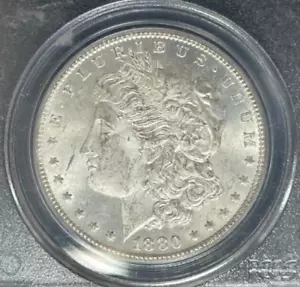 1880-CC MORGAN SILVER DOLLAR~PCGS MS 63 ~BEAUTIFUL COIN~ REF#5582 - Picture 1 of 4