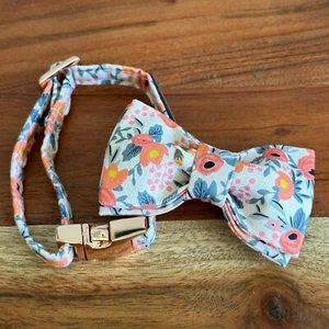 Collar para perro pequeño Ditsy floral rosa oro arco accesorio cachorro gato casa de campo - Imagen 1 de 6