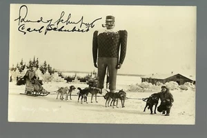 Bemidji MINNESOTA RP 1933 CROSS COUNTRY TRAVELER Dog Sled Ice Castle AUTOGRAPHED - Picture 1 of 7